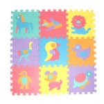 tapis puzzle multicolore illustré avec des animaux