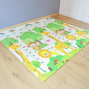 tapis en mousse pour enfant avec dessins d'animaux de la savane en jaune et vert
