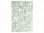 tapis de jardin motif feuillage vert et blanc