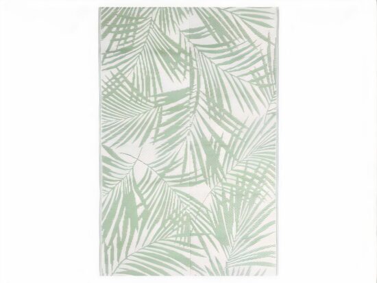 tapis de jardin motif feuillage vert et blanc