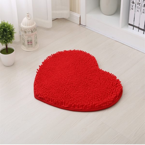Tapis En Forme De Coeur - Tapis De Sol En Peluche Absorbant Pour La