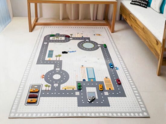 Grand tapis de circuit de voiture coloré