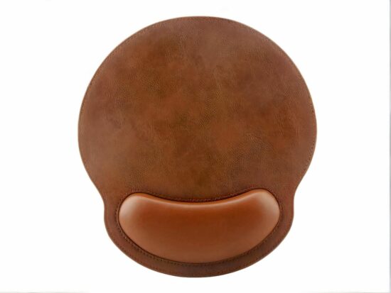 Tapis de souris en cuir ergonomique, mousse à mémoire de forme. Bonne qualité, confortable, couleur marron