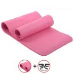 Tapis de yoga rose enroulé avec attache élastique noire