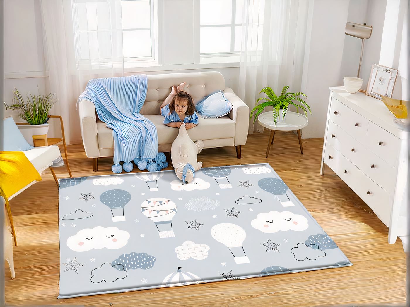 Tapis nuage avec motif étoiles • Tapis Modernes