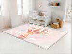 Tapis renard rose avec ballons. Bonne qualité et à la mode dans une chambre.
