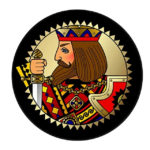 Tapis rond multicolore illustré du personnage du jeu de carte le roi