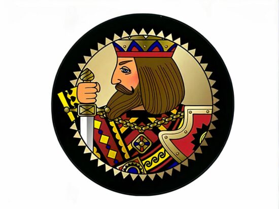 Tapis rond multicolore illustré du personnage du jeu de carte le roi