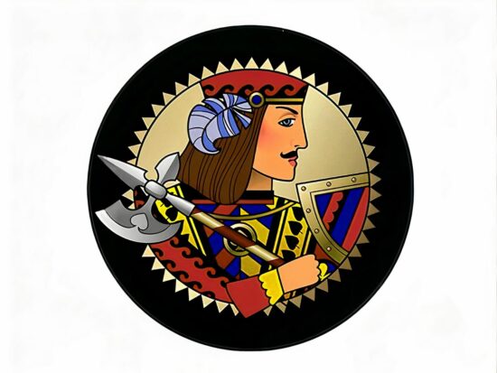 tapis rond multicolore illustré du personnage de jeu de carte le valet