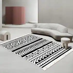 Tapis salon - motif géométrique - 902 blanc - poil long- cosy
