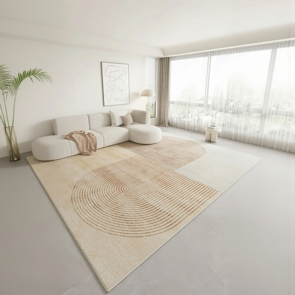 Tapis japonais style Japandi calme intérieur rectangulaire