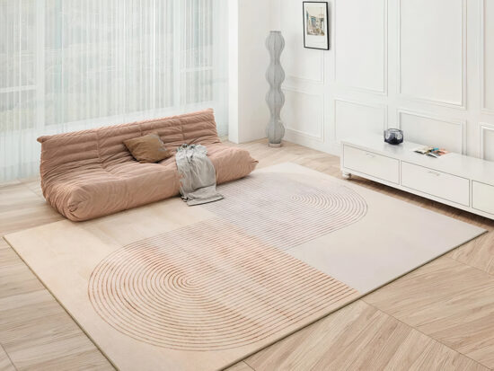 Tapis japonais style Japandi calme intérieur rectangulaire
