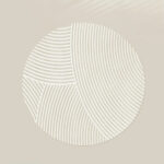 Tapis Japandi forme géométrique texturée beige de forme ronde circulaire sur fond uni